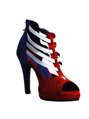 Load image into Gallery viewer, Lussuria (779) - Women's Cuban Flag Suede Shoe with Stiletto Heel and Flex Platform