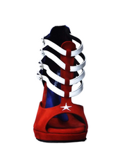 Carica immagine nella Galleria, Lussuria (779PLT) - Scarpa da Donna in Camoscio Bandiera Cubana con Tacco a Spillo e Plateau Flex