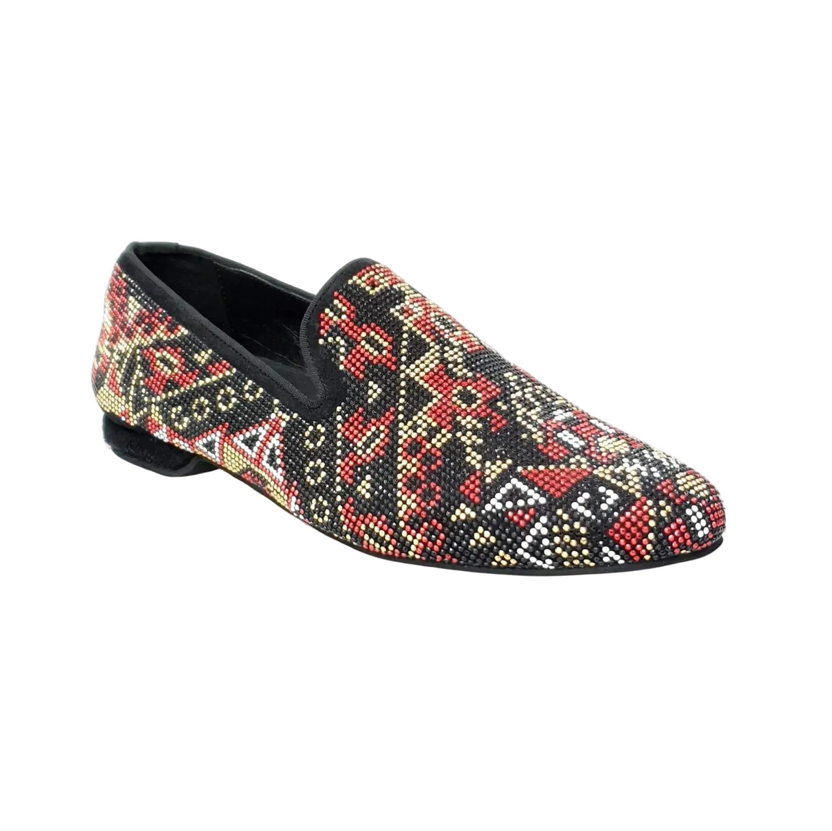 Samakaka Gold (800PW) – Mocassino in Camoscio Nero e swarovski neri