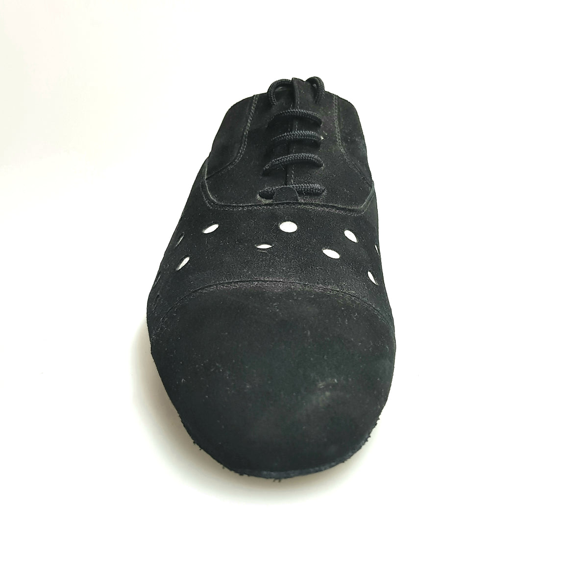 Scarpa da uomo Vasco Movida by WISH DANCE in camoscio nero con pois bianchi, elegante e alla moda.