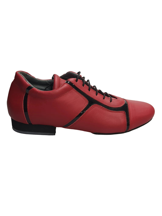 Scarpa Antony 115H da uomo in pelle rossa con inserti in vernice nera, sneaker Wish Dance Shop su sfondo neutro.
