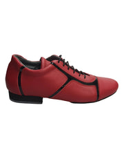 Load image into Gallery viewer, Scarpa Antony 115H da uomo in pelle rossa con inserti in vernice nera, sneaker Wish Dance Shop su sfondo neutro.