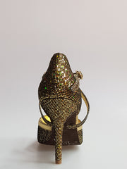 Load image into Gallery viewer, Sandalo donna Wendi/BO-N Wish Dance Shop in pelle oro con dettagli eleganti, modello del 2016, con suola in materiale resistente.