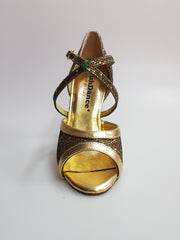 Load image into Gallery viewer, Sandalo donna Wendi/BO-N Wish Dance Shop in pelle e dettagli oro, modello Boreale Oro, con design elegante e comodo.