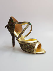 Load image into Gallery viewer, Sandalo da donna Wish Dance Shop Wendi/BO-N in pelle oro e dettagli in boreale oro, elegante e comodo.