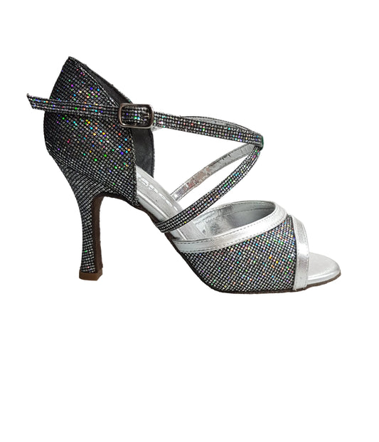 Sandalo da donna Wendi/BO-N Wish Dance Shop in pelle argento e Boreale Silver, con cinturino e suola in gomma.