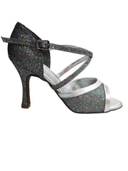 Load image into Gallery viewer, Sandalo da donna Wendi/BO-N Wish Dance Shop in pelle argento e Boreale Silver, con cinturino e suola in gomma.