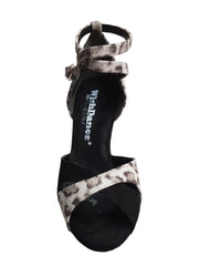 Load image into Gallery viewer, Elison QB - 32QB NA (1101) - Sandalo da Donna in Tessuto Maculato Grigio e Camoscio Nero