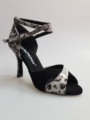 Load image into Gallery viewer, Elison QB - 32QB NA (1101) - Sandalo da Donna in Tessuto Maculato Grigio e Camoscio Nero