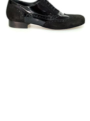 Load image into Gallery viewer, Adone (MS14) - Lace-up Dovetail Mod. Oxford Brogue Shoe in Suede and Black Patent Round Shape