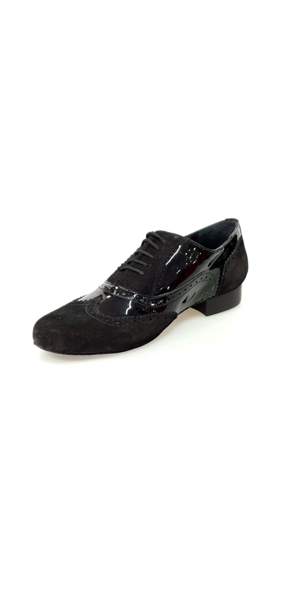 Stringata Oxford Brogue da Ballo Uomo in Camoscio e Vernice Nera | Artigianale ADONE Wish Dance, vista posteriore