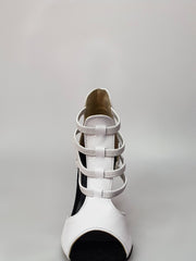 Carica immagine nella Galleria, WitheAngel (460PW) - Sandalo da Donna in vera Pelle Bianca elastici bianchi e tacco a spillo in Vera Pelle Bianca Wish Dance Shop