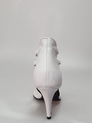 Carica immagine nella Galleria, WitheAngel (460PW) - Sandalo da Donna in vera Pelle Bianca elastici bianchi e tacco a spillo in Vera Pelle Bianca Wish Dance Shop