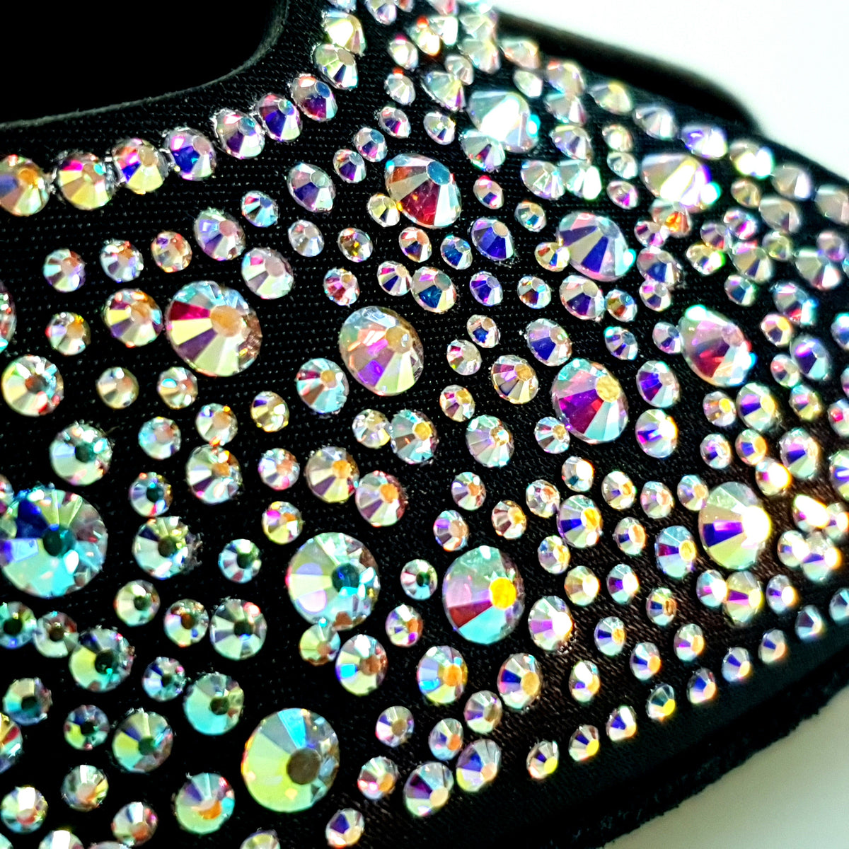 Sandalo donna Miriam Temptation Plus Wish Dance Shop in raso seta nero con Swarovski, tacco alto e plateau.