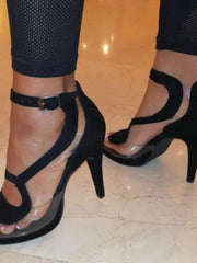 Load image into Gallery viewer, Angela - Woman's Sandal in Black Suede with Plexiglass and Plateau parts