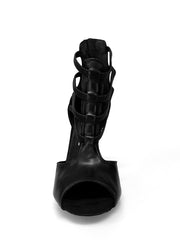 Load image into Gallery viewer, Lilith (460) - Sandalo da Donna in pelle Nera elastici neri Tacco alto a Spillo largo