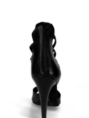 Carica immagine nella Galleria, Lilith Zip (460ZIP) - Sandalo da Donna in Pelle Nera con Zip sul Tallone Elastici Neri Wish Dance Shop