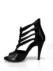 Load image into Gallery viewer, Lilith (460) - Sandalo da Donna in pelle Nera elastici neri Tacco alto a Spillo largo