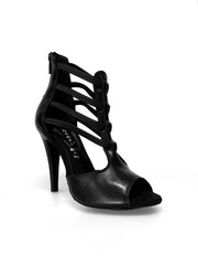 Load image into Gallery viewer, Lilith (460) - Sandalo da Donna in pelle Nera elastici neri Tacco alto a Spillo largo