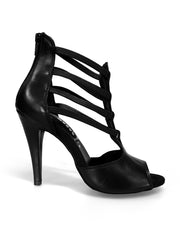 Load image into Gallery viewer, Lilith (460) - Sandalo da Donna in pelle Nera elastici neri Tacco alto a Spillo largo