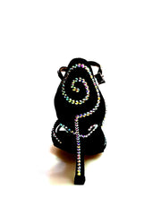 Load image into Gallery viewer, Infinity Plus (BI-Flex) - Woman's Shoe in Black Silk Satin with Swarovski Papal Stick Design and Extraflex Competition Bottom