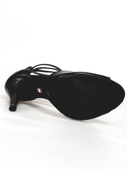 Carica immagine nella Galleria, Lilith Zip (460ZIP) - Sandalo da Donna in Pelle Nera con Zip sul Tallone Elastici Neri Wish Dance Shop