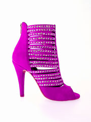 Load image into Gallery viewer, Elizabeth Plus - Sandalo da Donna a Tronchetto in Camoscio Fuxia e Swarovski Boreali