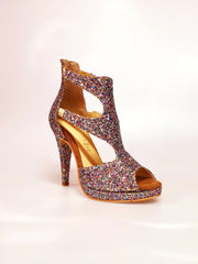 Carica immagine nella Galleria, Sandalo da donna Wish Dance Shop Nina Kristall con plateau multicolore, tacco a spillo largo e fodera in pelle.