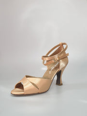 Load image into Gallery viewer, Ely QB (32QB N) - Scarpa Da ballo Basica da Donna in Raso Seta Carne Cinturino doppio alla caviglia tacco a Rocchetto