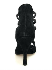 Carica immagine nella Galleria, Carina Barbossa Pirata (460PW) - Sandalo da Donna in Camoscio Nero con borchiette Oro Disegno Teschio e tacco a spillo rivestito in Camoscio Nero Wish Dance Shop