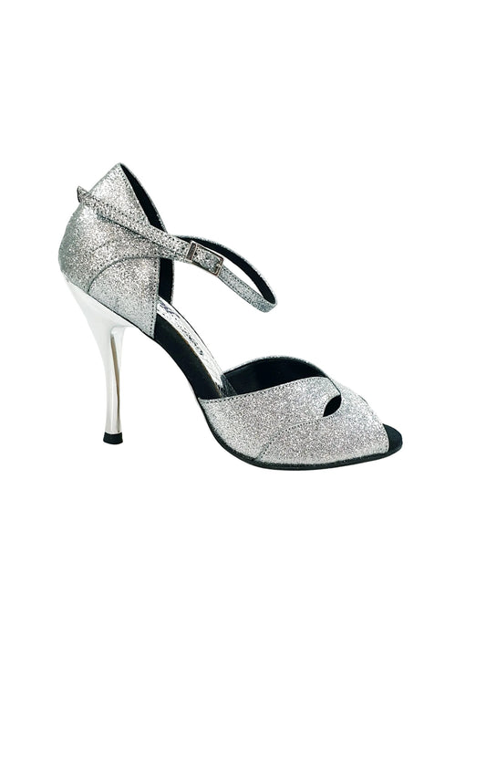 Scarpa da donna Ely 620 in glitter argento, elegante e brillante, con design moderno e suola antiscivolo.