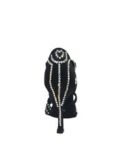 Carica immagine nella Galleria, Eveline QC (1538QC) SW - Scarpa Ballo Da Donna Con Retina in Raso Seta Nera Con cinturini incrociati sul collopiede e Swarovski Boreali Disegno Fantasy