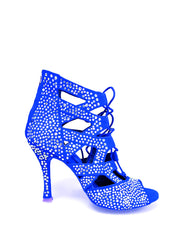 Load image into Gallery viewer, Olimpya Extra Plus - Sandalo a Tronchetto in Camoscio Blu Royal e Swarovski Boreali