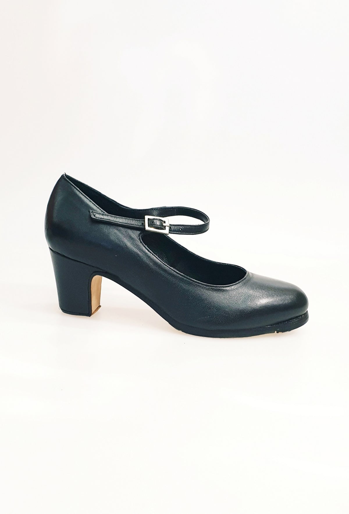 Scarpa da flamenco Carmen in pelle nera con chiodi ribattuti a mano, decoltè elegante e robusta, Wish Dance Shop