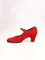 Carica immagine nella Galleria, Carmen (B) - Scarpa Decoltè Da Flamenco in Camoscio Rosso con Chiodi Ribattuti a Mano