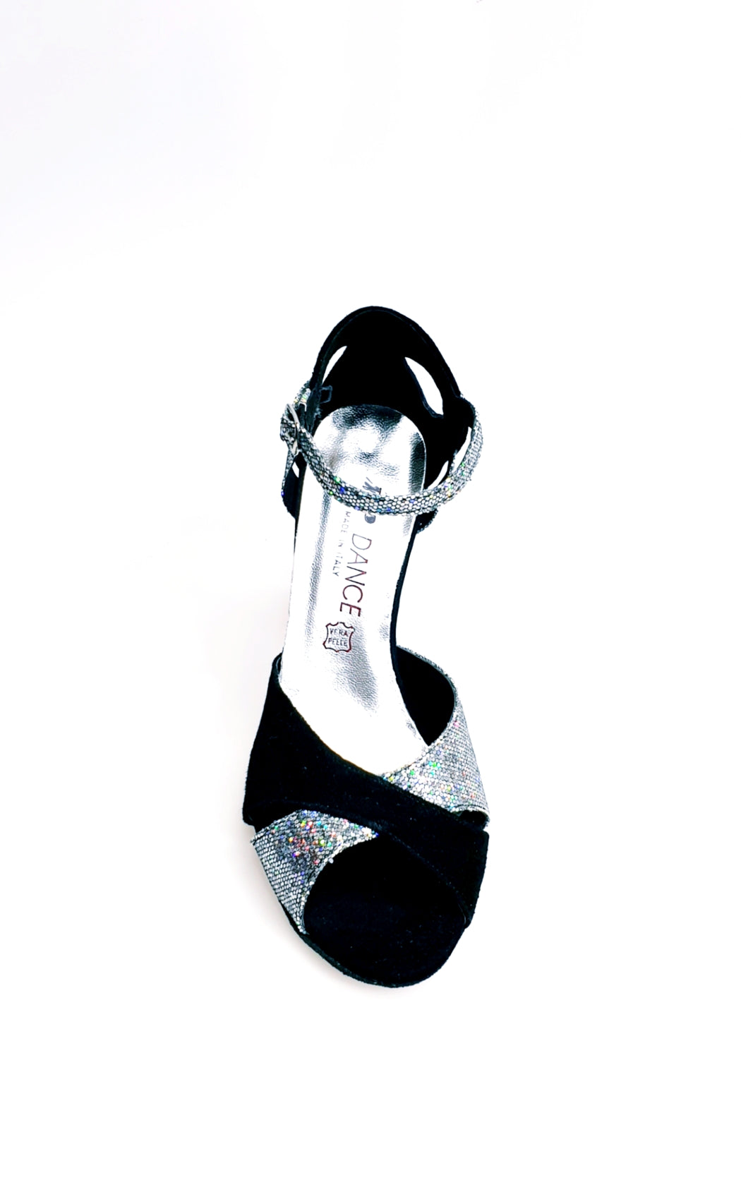 Scarpa donna Ely TPDA Wishdance in camoscio nero Boreale Silver, dettaglio della tomaia elegante e resistente.