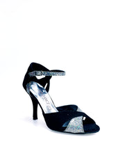 Cargar imagen en la Galería, Scarpa donna Ely TPDA in camoscio nero Boreale Silver di Wishdance, dettaglio della tomaia e design elegante.