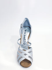 Carica immagine nella Galleria, Melany QC (45R QC) - Scarpa da donna in Glitter Argento con Retina Cinturino incrociato al collo piede e Tacco Rocchettino