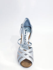 Carica immagine nella Galleria, Melany QC (45R QC) - Scarpa da donna in Glitter Argento con Retina Cinturino incrociato al collo piede e Tacco Rocchettino Wishdance