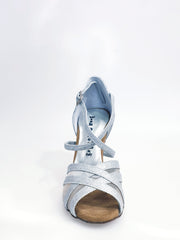 Carica immagine nella Galleria, Melany QC (45R QC) - Scarpa da donna in Glitter Argento con Retina Cinturino incrociato al collo piede e Tacco Rocchettino Wishdance