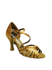Carica immagine nella Galleria, Fabiana (205/7) - Scarpa da Ballo Basica da Donna Raso Seta Bronzo con Tacco a Rocchetto