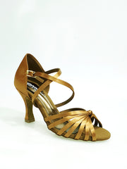 Load image into Gallery viewer, Fabiana (205/7) - Basic Dance Shoe for Woman in Bronze Silk Satin with Spool Heel