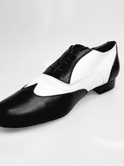 Load image into Gallery viewer, Fred (MS12) - Stringata Coda di Rondine Mod. Oxford Scarpa in Pelle Nera e Pelle Bianca Forma Tonda