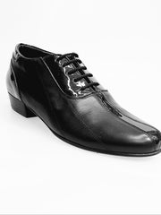 Carica immagine nella Galleria, Scarpa da uomo Wish Dance Andrey (005V) con stringhe, modello Oxford in pelle nera con intarsi in vernice nera