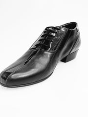 Carica immagine nella Galleria, Scarpa da uomo Wish Dance Andrey 005V in pelle nera con lacci e dettagli in vernice, modello Oxford elegante e classico