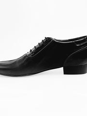 Carica immagine nella Galleria, Scarpa da uomo Wish Dance Andrey 005V, stringata Oxford in pelle nera con intarsi in vernice nera, stile elegante e classico