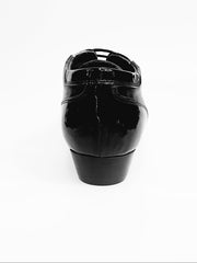 Carica immagine nella Galleria, Scarpa da uomo Wish Dance Andrey (005V) in pelle nera con dettagli verniciati, modello Oxford con chiusura stringata elegante.