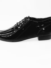 Carica immagine nella Galleria, Scarpa da uomo Wish Dance Andrey (005V) Oxford in vernice nera con inserti in vernice, chiusura stringata elegante.