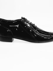 Carica immagine nella Galleria, Scarpa da uomo Wish Dance Andrey (005V) Oxford in vernice nera con inserto in vernice nera, chiusura stringata elegante