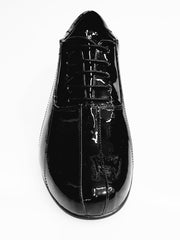 Carica immagine nella Galleria, Scarpa da uomo Wish Dance Andrey 005V in vernice nera con inserto in vernice nera, modello Oxford con chiusura stringata.